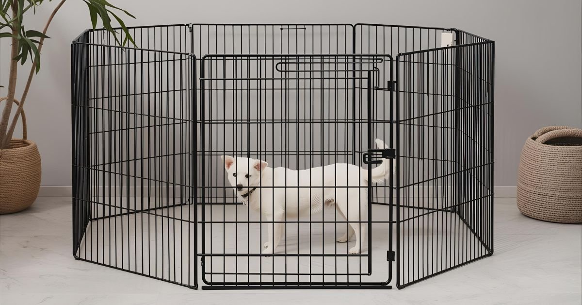 dog in playpen